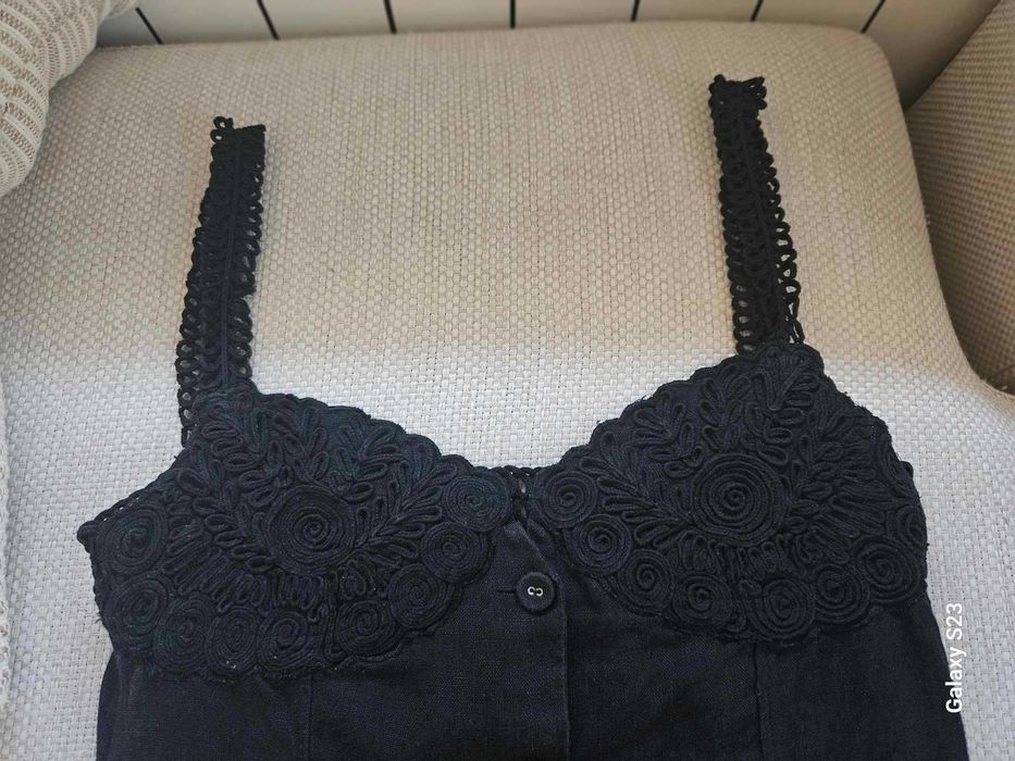 Ленена рокля с бродерия H&M размер S