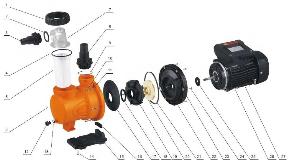 Запасные части для бассейновых насосов DAB, Glong, LX и Astralpool.