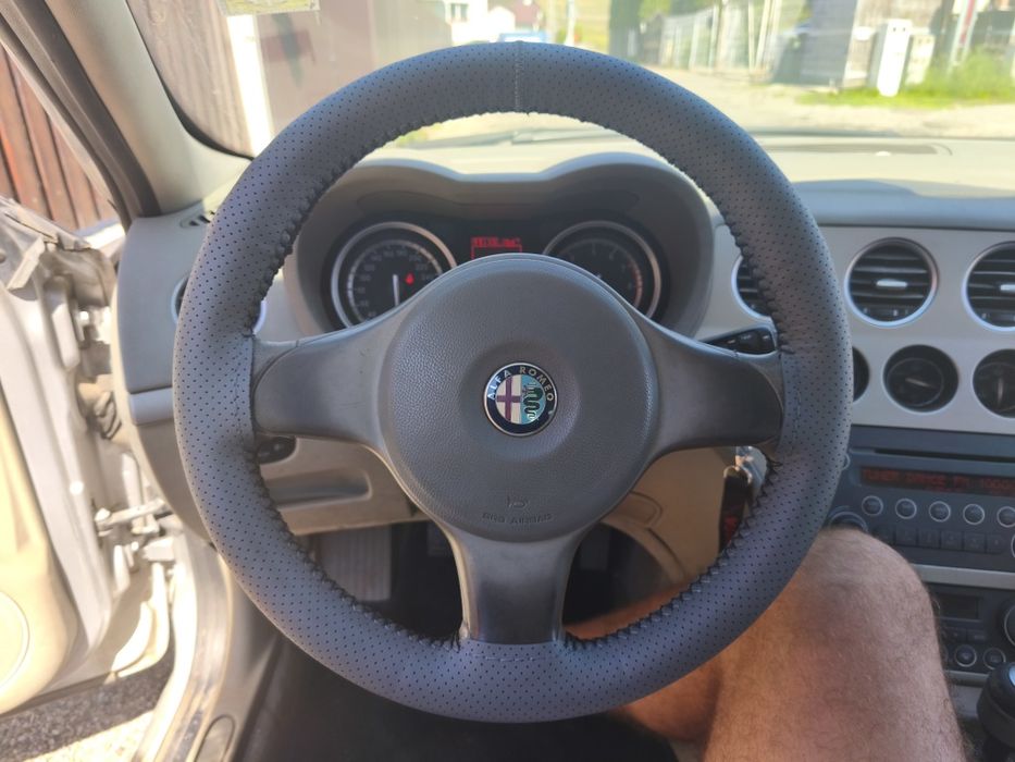 Husă piele cusuta pe volan auto, microbuz, camion