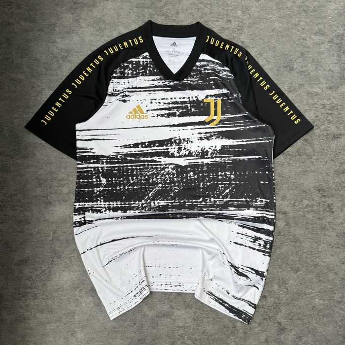 Tricou fotbal Juventus Adidas  jersey Aeroready negru alb auriu  antrenament 2020-2021 mărimea S