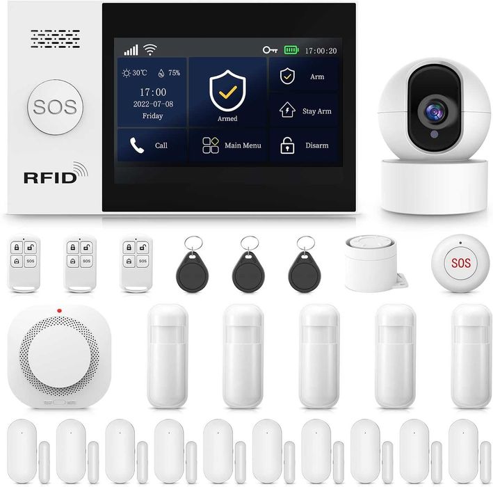 Sistem de alarma pentru casa inteligent, PGST, conectivitate WiFi & 4G, detectare miscare, 99 zone, tip priza EEU