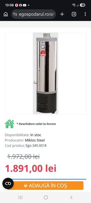 Boiler baie cu focar