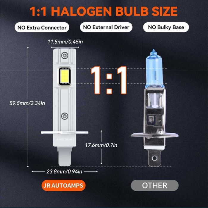 НОВ Модел 2025 G TECH LED Крушки H1 200W 300% за директен монтаж