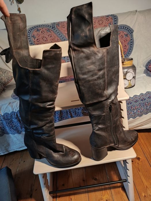 Cizme peste genunchi  PAPUCEIi din piele