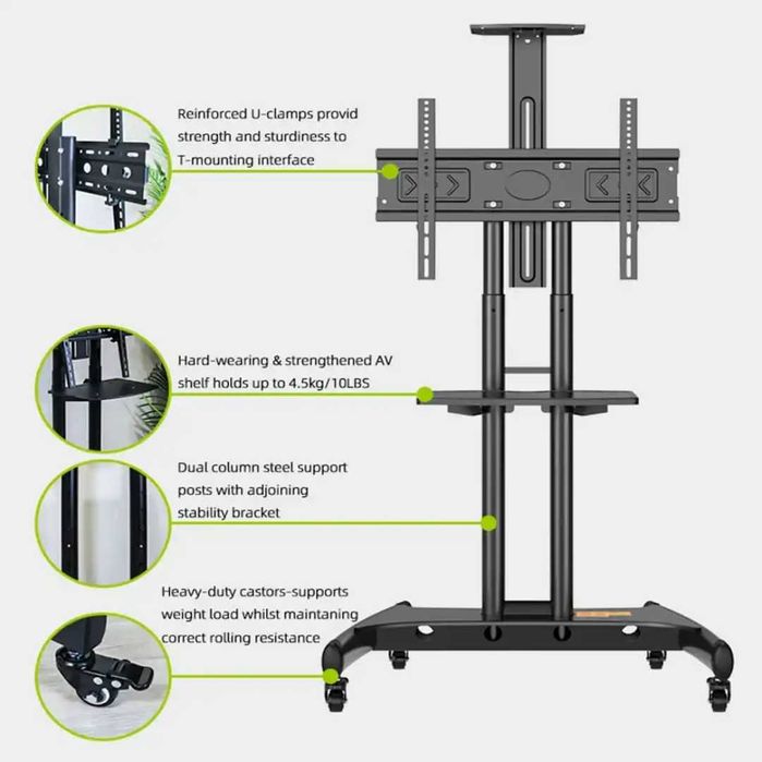 Suport Stand TV mobil telescopic 32"-75" VESA 600x400mm roti 45Kg