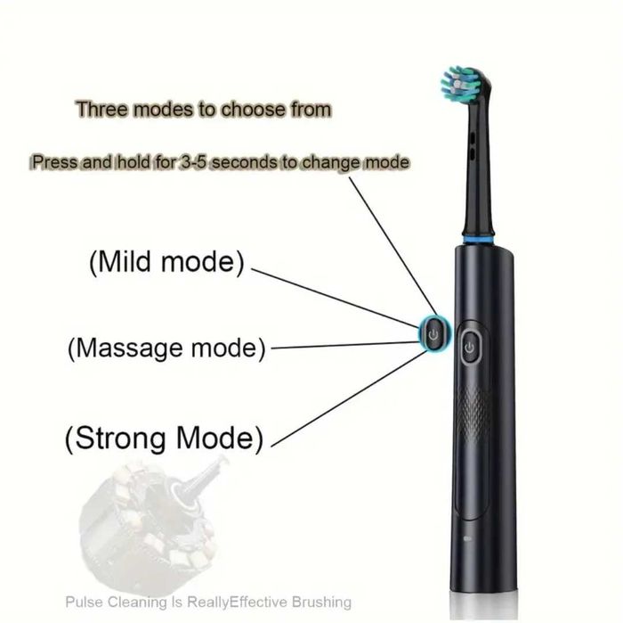 Set periuta de dinti electrica, 4 capete rezervă, încărcare USB