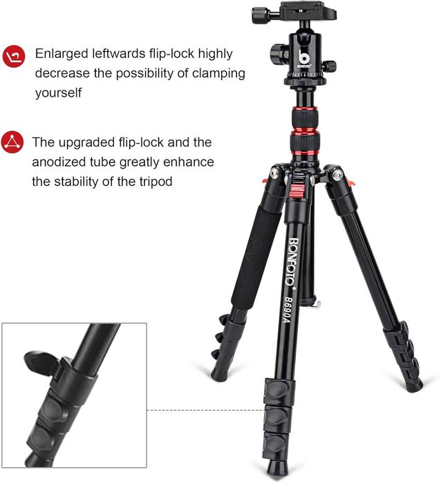 Trepied camere foto din aluminiu/fibră carbon BONFOTO B690A,sigilat