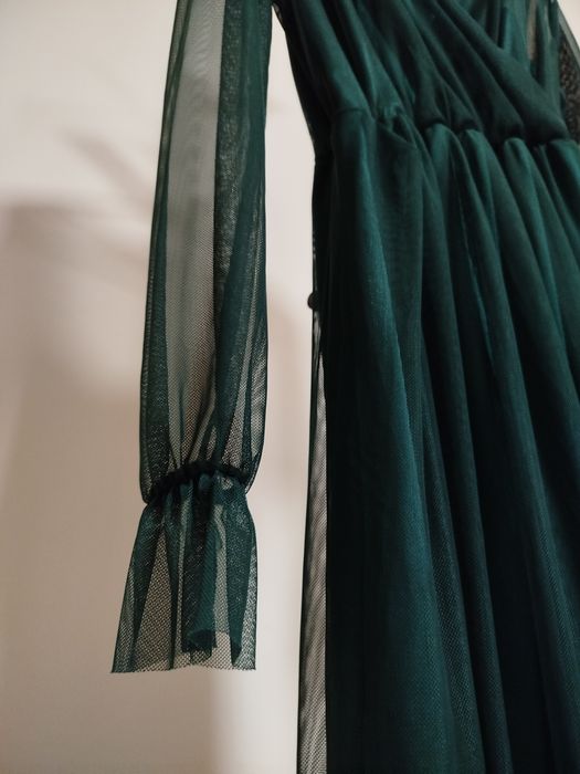 Тъмно зелена рокля L размер