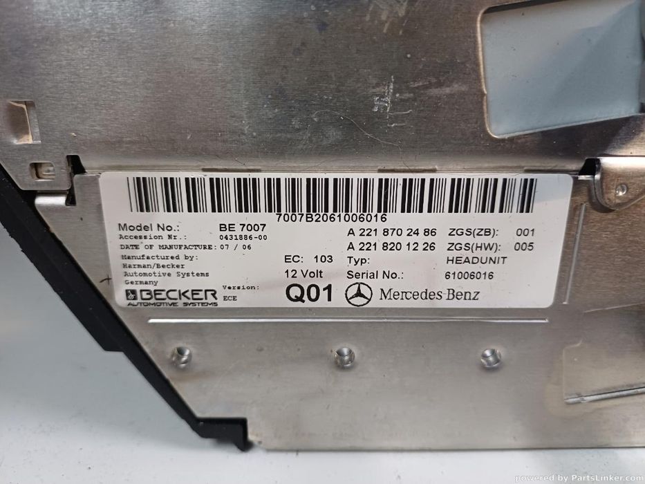 Cd Player Auto Mercedes-Benz S-Class Ii (W221, C215) [ 2005 - 2013 ] Oem A2218702486