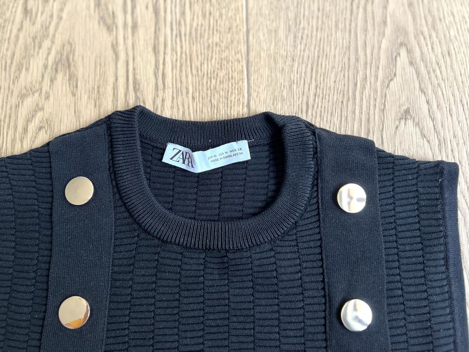Top Zara negru, tip vesta, mărimea M