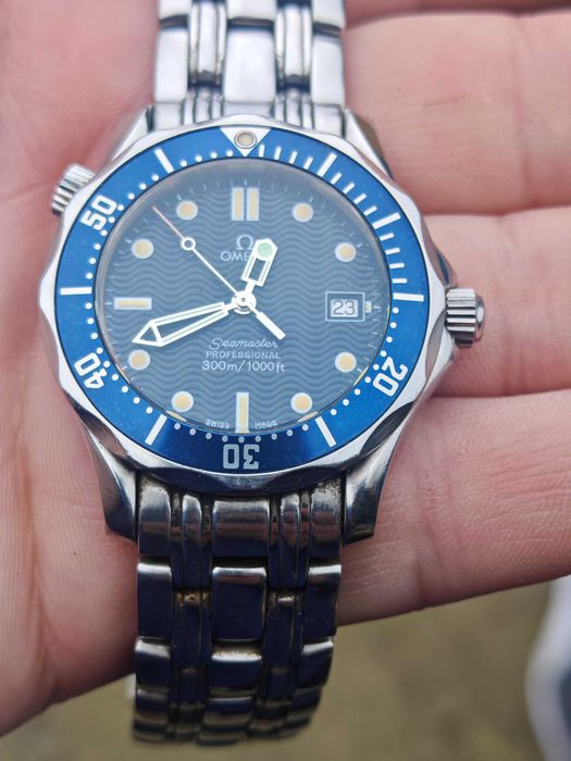 Ceas Omega Seamaster Professional Date WR 300m quartz 41 mm SS acte cutie cadran albastru