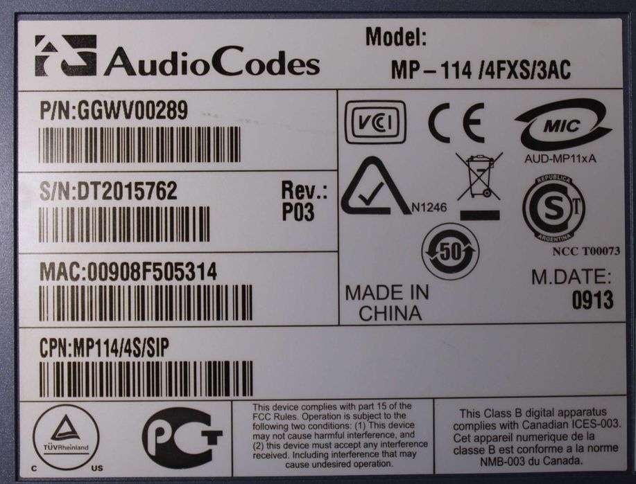 Analog VoIP Gateway AudioCodes MP-112/MP-114