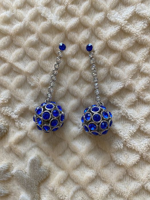Серьги с синими шарами