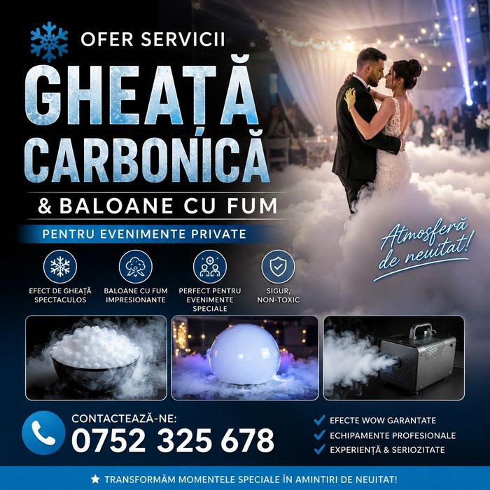 Gheața carbonica și baloane cu fum