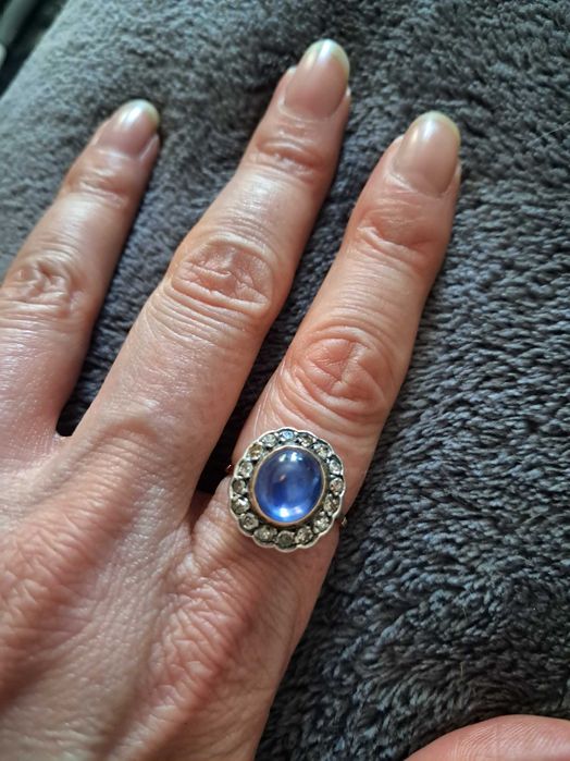 Vand inel vintage aur 14 k cu pietre pretioase