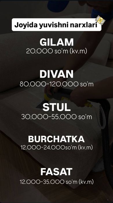 Divan va stullar yuvish