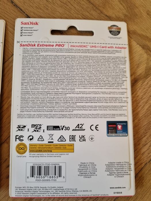 Sandisk Extreme PRO micro SDXC UHS-I  1 TB Speed up to 200MB/s Read 140 MB/s