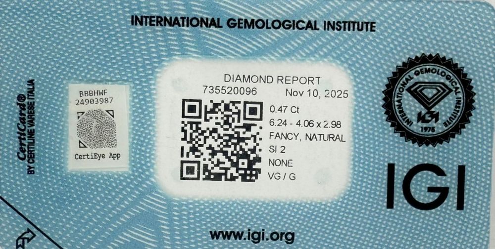 Цветни  диамант + Paraíba турмалин (сертифицирани)