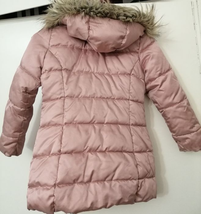 Детско зимно яке H&M за момиче, цвят: пепел от рози+бонус шапка