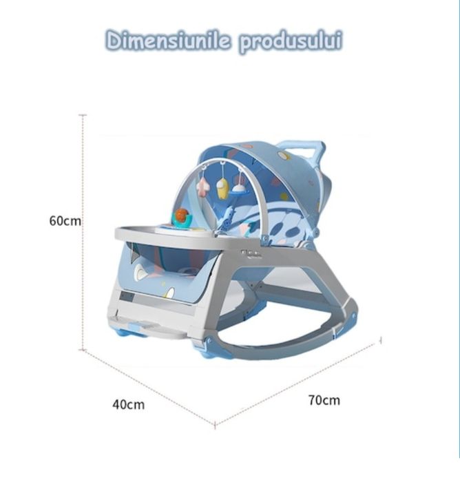Balansoar copii cu roți și tăviță de joacă