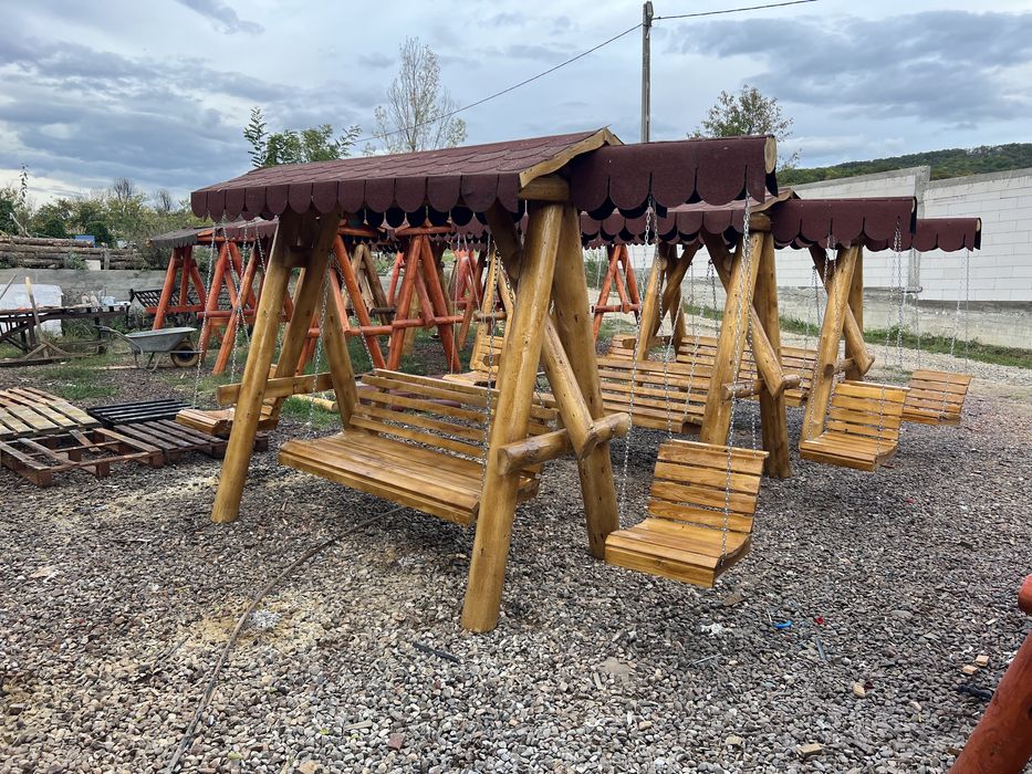 Leagan rustic din lemn masiv / balansoar lemn