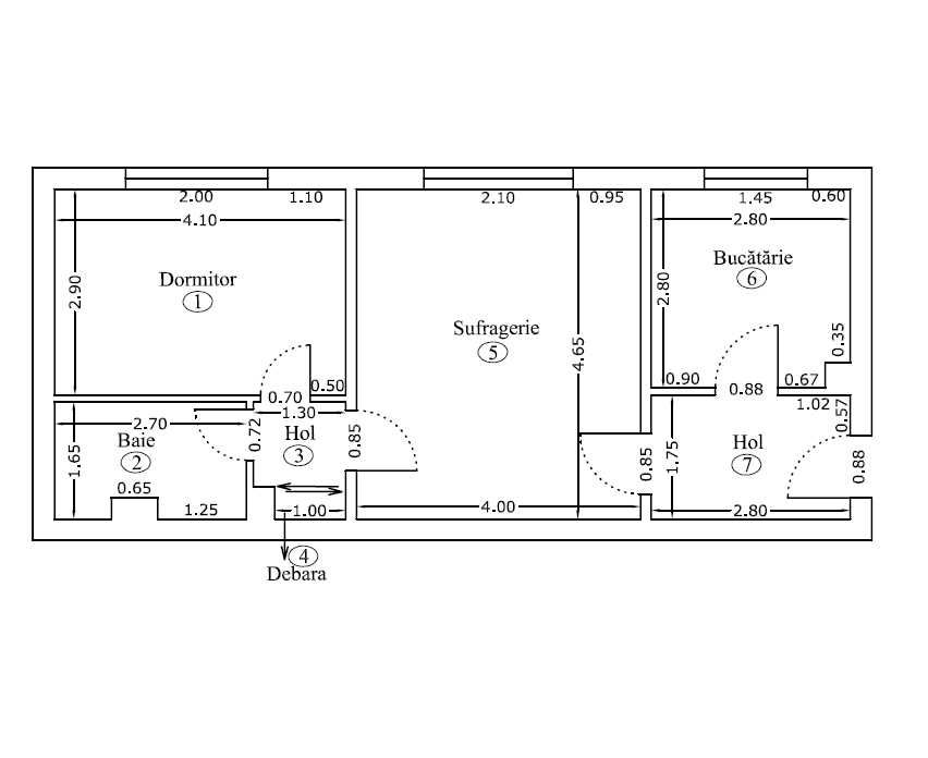 Apartament 2 cam, cf 1, m11 , 50mp, parter, Penny