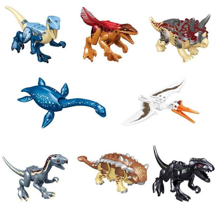 Set 8 Dinozauri tip Lego Jurassic Park: Indominus, Blue, Charlie, Echo