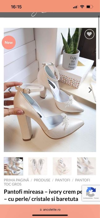 Pantofi de mireasa ,noi nouti nu au fost purtati!! Marimea 34,5