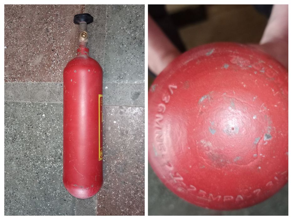 Продавам 1 брой малка метална бутилка - 2,3L - 250 BAR - АТМОСФЕРИ работно налягане