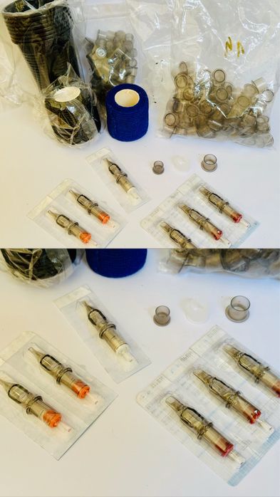 Vand Full Kit pentru tatuat- aparat, sursa, pedala, ace si consumabile.