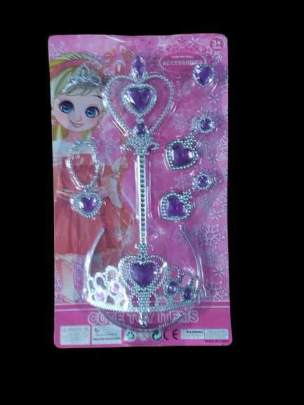 Детски комплект с корона, жезъл, обици и пръстен