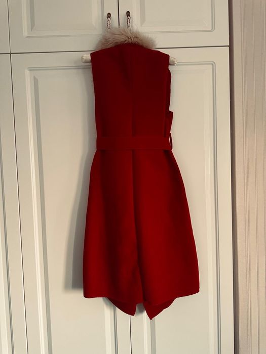 Vesta lunga stil palton cu guler de blana , stil Massimo Dutti , S / M