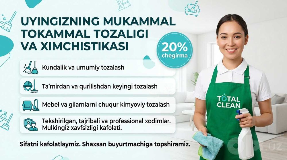 Уборка Клининг  Uborka Toshkent professional klining 100% Kafolat
