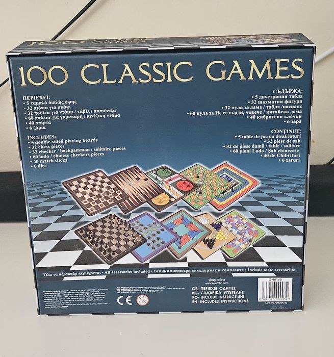 Set 100 Jocuri Clasice - Șah, Dame, Table, Ludo, stare bună/complet
