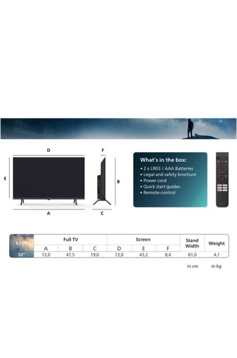 Televizor Philips LED 32PFS6109, 80 cm, Smart TV, Full HD, Clasa E (Mo