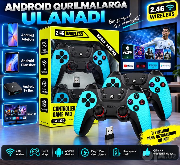 2.4g wireless double gamepad — android qurilmalar uchun
telefon, plans