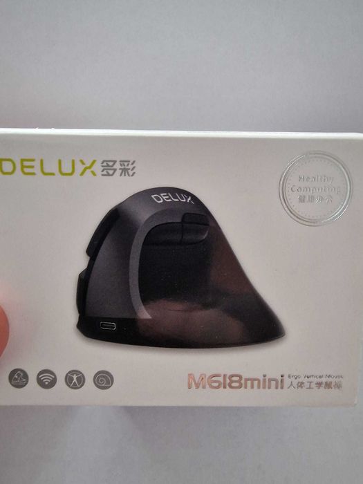 Mouse ergonomic wireless DELUX pentru stângaci