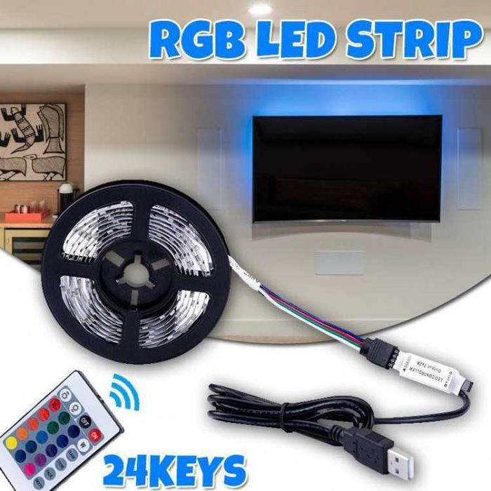 Banda Led RGB Iluminare Ambientala Telecomanda Banda Led SMD 5050 RGB