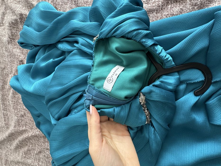 Rochie matase turcoaz