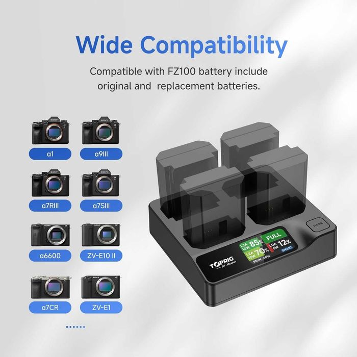 Бърза зарядна станция за 4 батерии Sony NP-FZ100 (60W) Accsoon TopRig