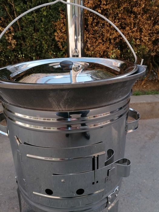 Sobă inox cu burlane+  ceaun fontă emailată/tuci  10,8 L Promo 599 lei