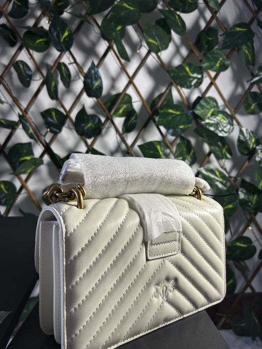 Geanta Pinko Nappa Leather White cream