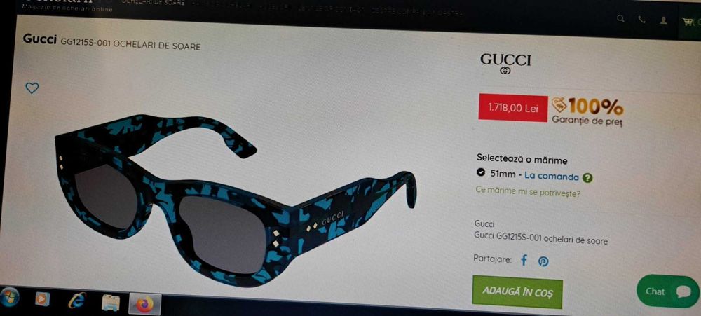 Ochelarii soare de lux Gucci Italia pt Dama produs nou cu eticheta