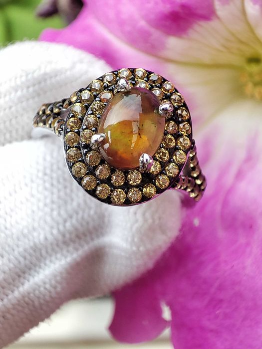 925 -Inel Argint Cu Opal Si Safir Masura 15