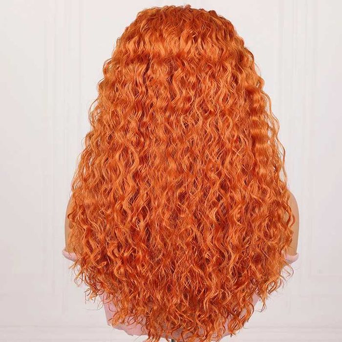 Оранжева къдрава дантелена перука 13*4*1