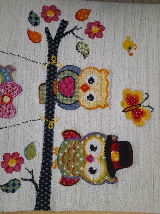 Covor alb cu bufnite 120 cm x 170 cm, Diego, pt camera fetita