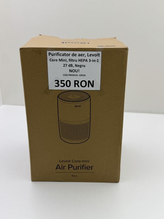 Purificator de aer, Levoit Core Mini, filtru HEPA 3-in-1, 27 dB, Negru Nou
