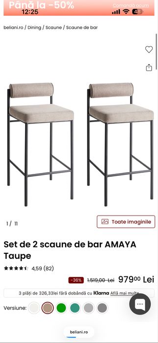 Set 2 scaune de bar