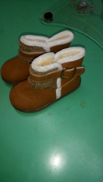 Детски велурени боти Fashion с топъл хастар кафеви №25 - 15см