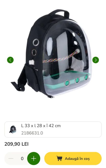 Rucsac de transport pentru păsări si animale mici